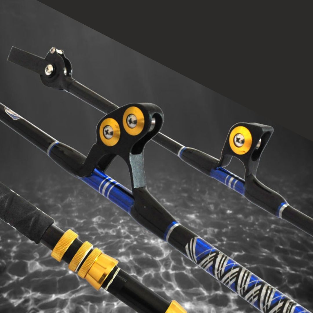 100lb/ 130lb 1.5m (5ft) Heavy Power Two-sectional Short Carbon Trolling Rod  with Pac Bay Roller Guides and a Swivel Tip