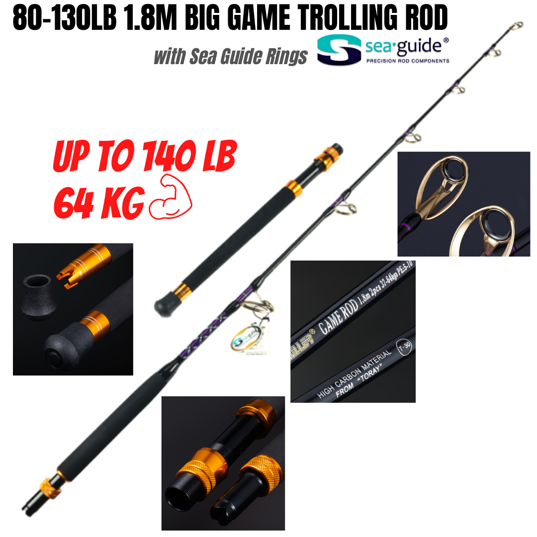 rings Fishing Rods 80-130lbs heavy jigging Trolling Rod Fiberglass