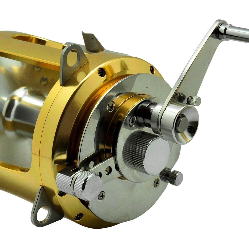 W80 50kg Max Drag CNC Machined Aircraft Aluminum Forged Spool 2 Speed Boat  Trolling Reel