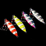 Set of 4 Multicolor Metal Slow Jigs With Double Hook Assist 60, 80, 120 and 150g 